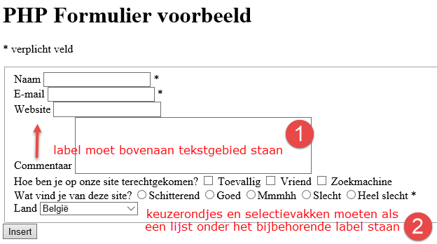 Een HTML formulier eerste versie